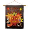 Breeze Decor HS192141-BO-03 Evil Pumpkin Fall Halloween Decorative Vertical House 28" x 40", Large Flag Set w Indoor Hanger view 1