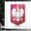 Ambesonne Polish Shower Curtain, Royal Illustration of Coat of Arms of Poland Emblem Crowned Eagle Print, Cloth Fabric Bathroom Decor Set with Hooks, 69" W x 70" L, Ruby Hot Pink and White view 3