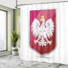 Ambesonne Polish Shower Curtain, Royal Illustration of Coat of Arms of Poland Emblem Crowned Eagle Print, Cloth Fabric Bathroom Decor Set with Hooks, 69" W x 70" L, Ruby Hot Pink and White view 4