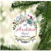 Architect Ornaments for Christmas Tree 1st Architect Retired Christmas Ornament Keepsake 2025 Retirement Gifts for Women Men Family Coworker MDF 3" White view 1