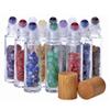 Lasenersm 10 Pieces 10ml Clear Glass Roll-on Bottles with Gemstone Roller Ball and Healing Crystal Chips Inside, Bamboo Lids - Personal Care, Aromatherapy, DIY Beauty or Wellness view 1