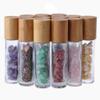 Lasenersm 10 Pieces 10ml Clear Glass Roll-on Bottles with Gemstone Roller Ball and Healing Crystal Chips Inside, Bamboo Lids - Personal Care, Aromatherapy, DIY Beauty or Wellness view 2