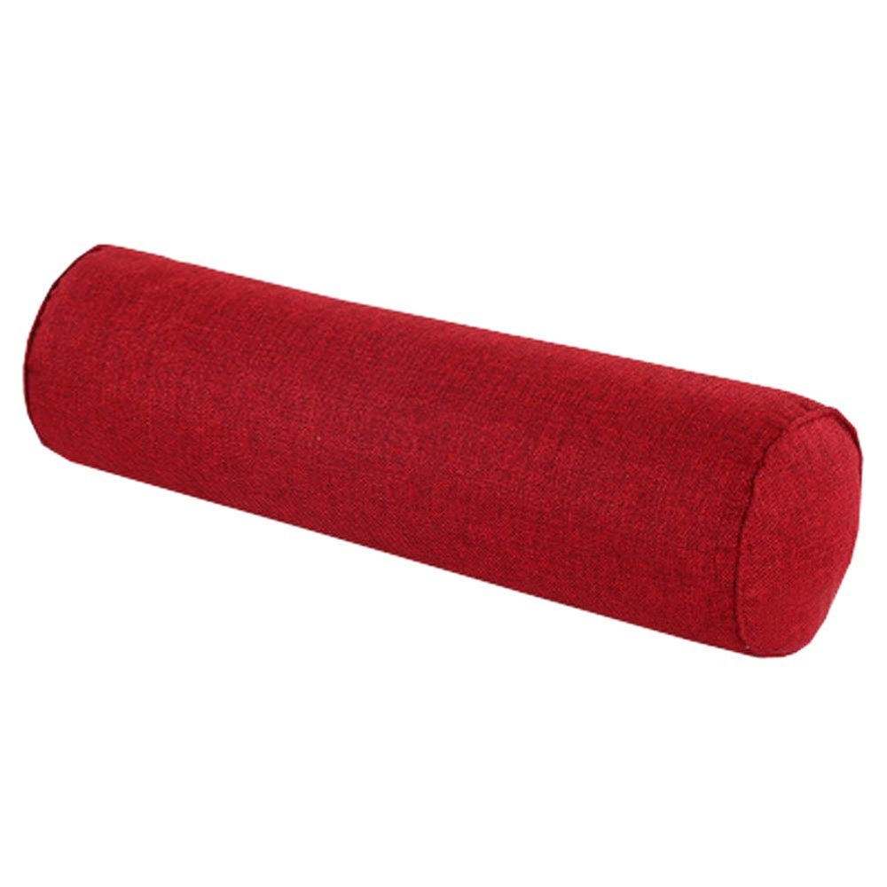 Aowufan Solid Color Round Neck Pillow Candy Pillow Long Leg Pad Foot Pillow Throw Pillow Cervical Pillow Cylindrical Sofa Cushion (Wine Red, 23.62"*5.9")