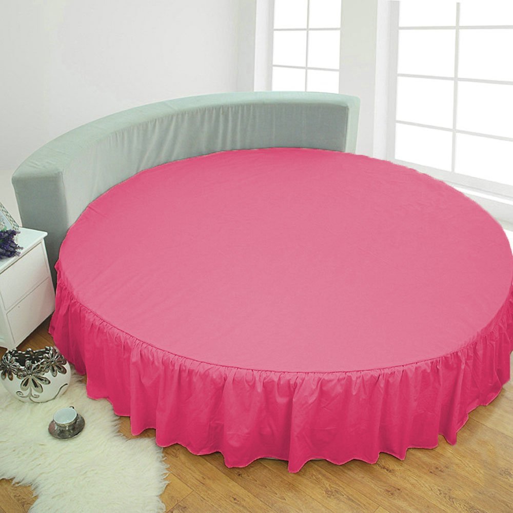 1 Piece Solid 15" Deep Pocket Dust Ruffle Bed Skirt for Round Bed 600TC Egyptian Cotton (Hotpink, Calking 96" Diameter)