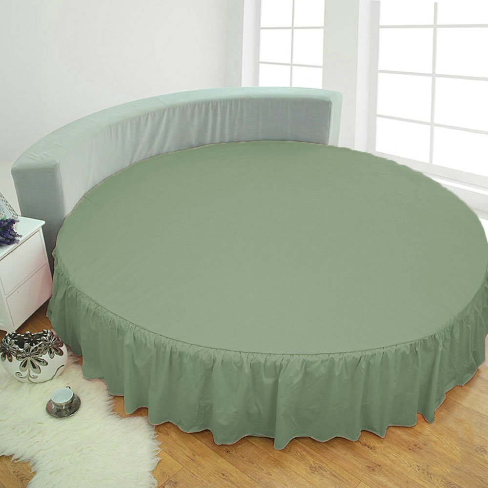1 Piece Solid 15" Deep Pocket Dust Ruffle Bed Skirt for Round Bed 600TC Egyptian Cotton (Moss, Calking 96" Diameter)