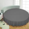 1 Piece Solid 15" Deep Pocket Dust Ruffle Bed Skirt for Round Bed 600TC Egyptian Cotton (Gray, Twin 76" Diameter) view 1