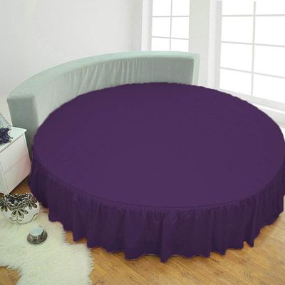 1 Piece Solid 15" Deep Pocket Dust Ruffle Bed Skirt for Round Bed 600TC Egyptian Cotton (Voilet, Calking 96" Diameter)