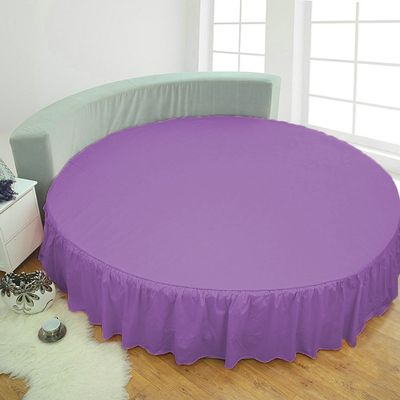 1 Piece Solid 15" Deep Pocket Dust Ruffle Bed Skirt for Round Bed 600TC Egyptian Cotton (Purple, King 92" Diameter)