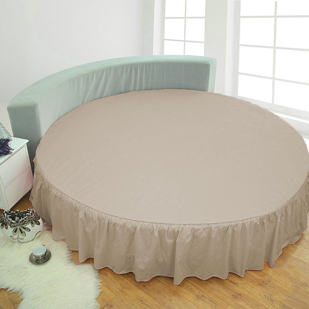 1 Piece Solid 15" Deep Pocket Dust Ruffle Bed Skirt for Round Bed 600TC Egyptian Cotton (Taupe, Twin 76" Diameter)