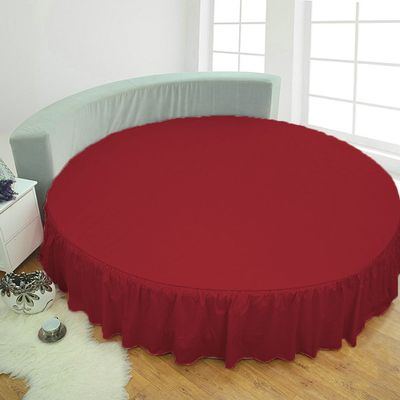 1 Piece Solid 15" Deep Pocket Dust Ruffle Bed Skirt for Round Bed 600TC Egyptian Cotton (Burgundy, Full 84" Diameter)