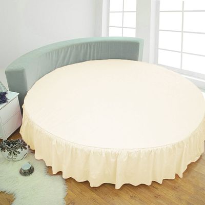 1 Piece Solid 15" Deep Pocket Dust Ruffle Bed Skirt for Round Bed 600TC Egyptian Cotton (Ivory, King 92" Diameter)