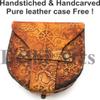 Delhi Arts Brass Sundial Compass with Leather Case and Leather Strip - Push Button Open Mechanism Vintage Compass- - Steampunk Accessory - Antiquated Finish - (Blank) view 3