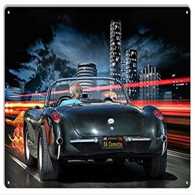 1956 Corvette Cruisin The HWY Classic Car Metal Sign by Artist Bob Kramer 1218