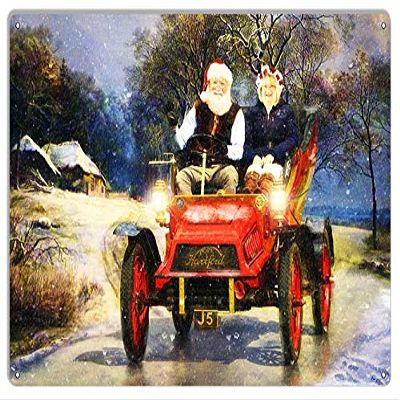 Santa And Mrs. Claus Out For A Ride Classic Model T By Artist Bob Kramer 1218