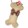 Malier New Linen Large Christmas Stocking for Dogs Cats Pets Jute Natural Burlap Dog Bone Shape Hanging Dog Christmas Stocking view 1