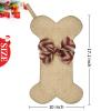 Malier New Linen Large Christmas Stocking for Dogs Cats Pets Jute Natural Burlap Dog Bone Shape Hanging Dog Christmas Stocking view 4