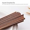 10 Pairs Wooden Chopsticks Reusable Chop Sticks Dishwasher Safe Chinese Wooden Chopsticks Handmade Chopstick Natural Health for Cooking Eating Restaurants ,Korean & Japaness Style,Portable Long Brown view 4