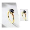 Bansriracha 925 Sterling Silver Rainbow Ring for Women 14K Gold Plated Colorful Gemstones Wedding Band Ring Silver 925 Black Agate (9) view 2