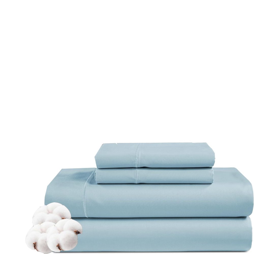California Queen Size Sheet Set - 4 Piece - Hotel Luxury Bed Sheets- Easy- Fits (7-9" Inch) Deep Pocket 800-Thread Count 100% Egyptian Cotton ( California Queen - 60" X 84"- Light Blue Solid)
