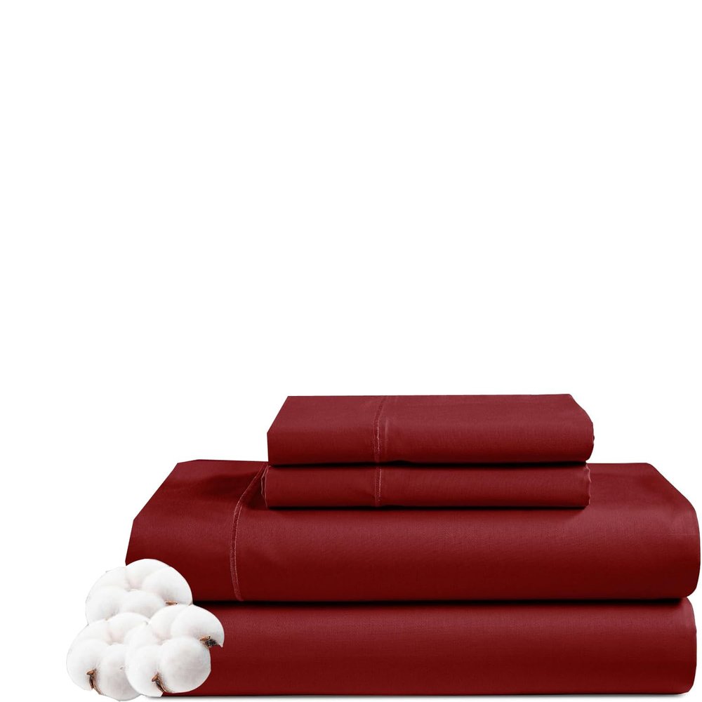 Olympic Queen Size Sheet Set - 4 Piece - Hotel Luxury Bed Sheets- Easy- Fits (7-9" Inch) Deep Pocket 800-Thread Count 100% Egyptian Cotton ( Olympic Queen - 66" X 80"- Burgundy Solid)