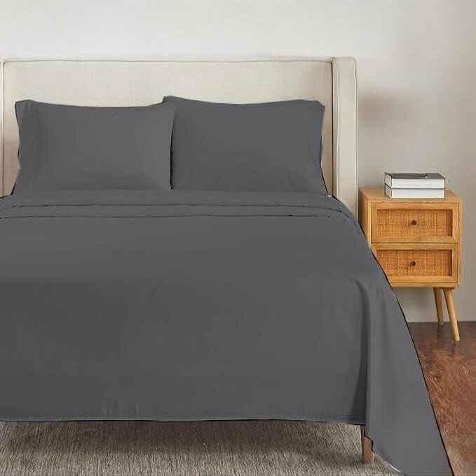 Rv Short Queen Size Sheet Set - 4 Piece - Hotel Luxury Bed Sheets- Easy- Fits (7-9" Inch) Deep Pocket 800-Thread Count 100% Egyptian Cotton ( Rv Short Queen - 60" X 75"- ELephant Grey Solid)