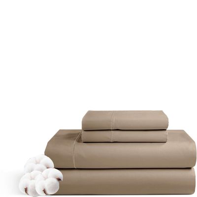 Olympic Queen Size Sheet Set - 4 Piece - Hotel Luxury Bed Sheets- Easy- Fits (7-9" Inch) Deep Pocket 800-Thread Count 100% Egyptian Cotton ( Olympic Queen - 66" X 80"- Taupe Solid)