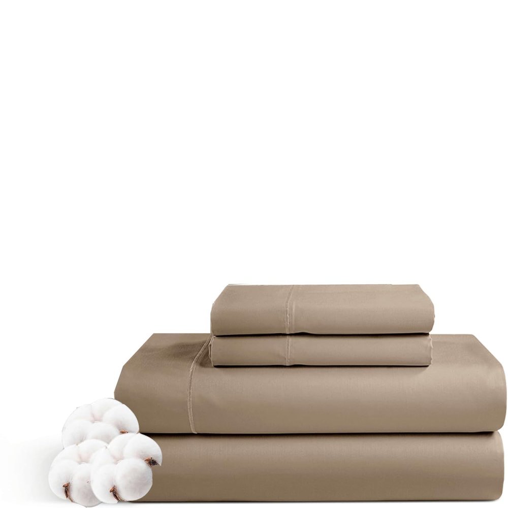 Olympic Queen Size Sheet Set - 4 Piece - Hotel Luxury Bed Sheets- Easy- Fits (7-9" Inch) Deep Pocket 800-Thread Count 100% Egyptian Cotton ( Olympic Queen - 66" X 80"- Taupe Solid)