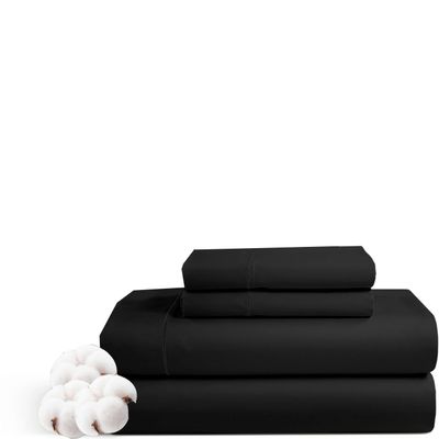 Olympic Queen Size Sheet Set - 4 Piece - Hotel Luxury Bed Sheets- Easy- Fits (7-9" Inch) Deep Pocket 800-Thread Count 100% Egyptian Cotton ( Olympic Queen - 66" X 80"- Black Solid)
