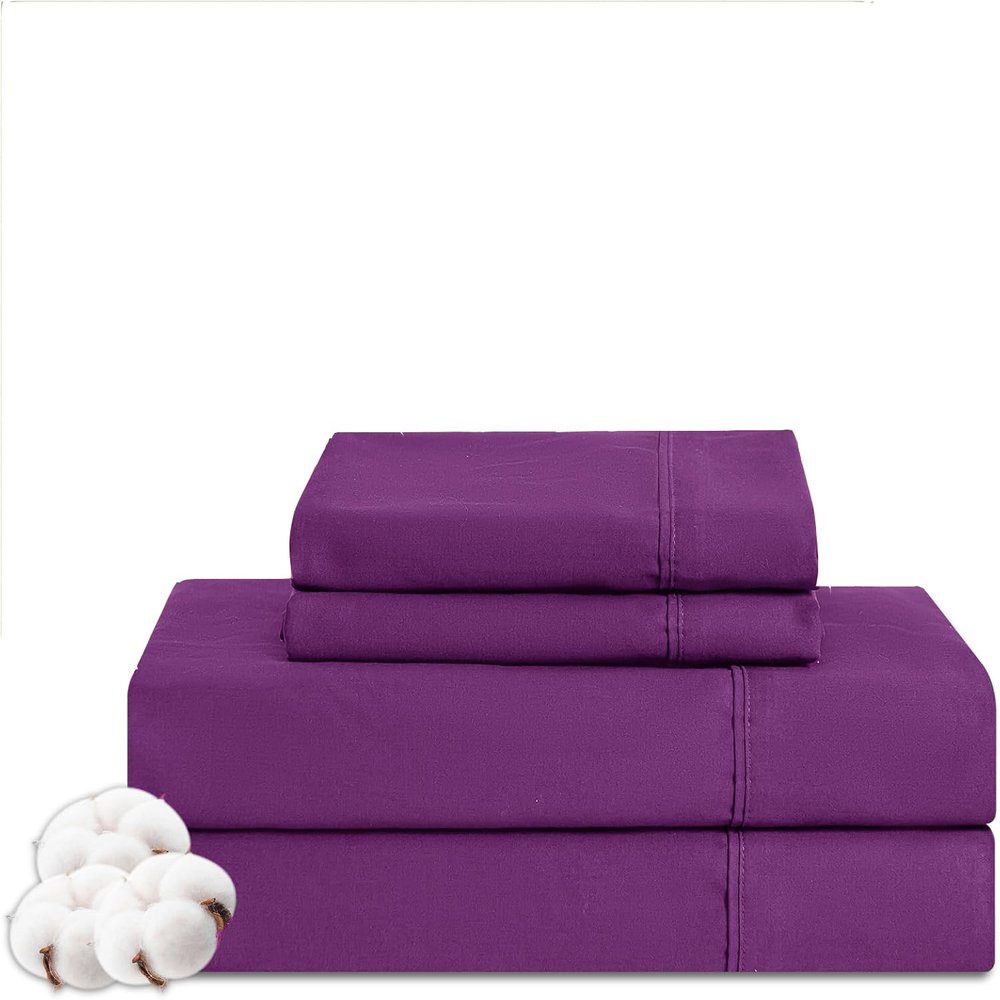 Rv Short Queen Size Sheet Set - 4 Piece - Hotel Luxury Bed Sheets- Easy- Fits (7-9" Inch) Deep Pocket 800-Thread Count 100% Egyptian Cotton ( Rv Short Queen - 60" X 75"- Purple Solid)