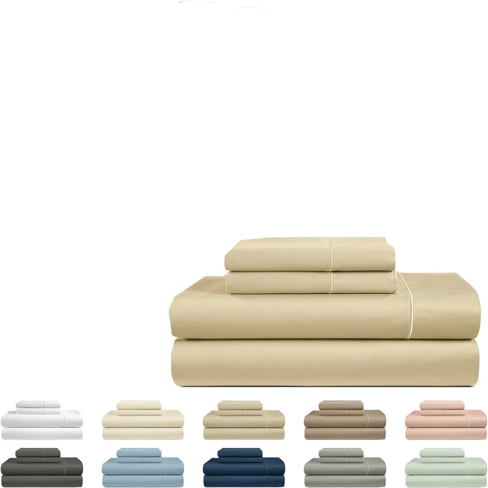 California Queen Size Sheet Set - 4 Piece - Hotel Luxury Bed Sheets- Easy- Fits (7-9" Inch) Deep Pocket 800-Thread Count 100% Egyptian Cotton ( California Queen - 60" X 84"- Beige Solid)