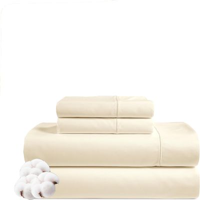 Olympic Queen Size Sheet Set - 4 Piece - Hotel Luxury Bed Sheets- Easy- Fits (7-9" Inch) Deep Pocket 800-Thread Count 100% Egyptian Cotton ( Olympic Queen - 66" X 80"- Ivory Solid)