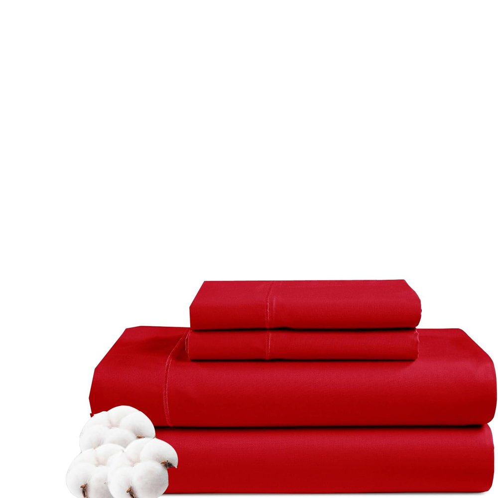 Rv Short Queen Size Sheet Set - 4 Piece - Hotel Luxury Bed Sheets- Easy- Fits (7-9" Inch) Deep Pocket 800-Thread Count 100% Egyptian Cotton ( Rv Short Queen - 60" X 75"- Red Solid)