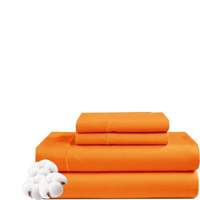 NICE LINEN BEDDING'S Queen Size Sheet Set - 4 Piece - Hotel Luxury Bed Sheets- Easy- Fits (7-9" Inch) Deep Pocket 800-Thread Count 100% Egyptian Cotton (Queen - 60" X 80"- Orange Solid)