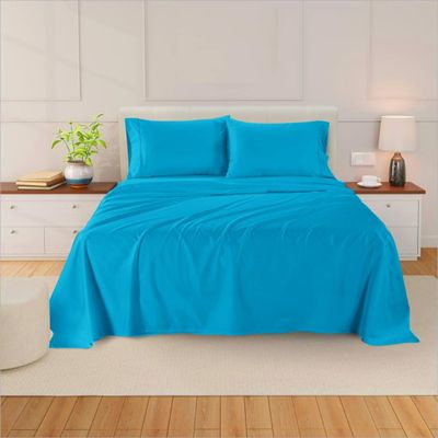 Rv Short Queen Size Sheet Set - 4 Piece - Hotel Luxury Bed Sheets- Easy- Fits (7-9" Inch) Deep Pocket 800-Thread Count 100% Egyptian Cotton ( Rv Short Queen - 60" X 75"- Turquoise Solid)