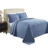 BNM Oversized Wave Design Matelasse Cotton Bedspread, Jacquard Weave, Soft and Breathable, All-Season, Cozy, Lightweight, Perfect for Master or Guest Bedroom, Matching Pillow Shams, King, Denim Blue view 1