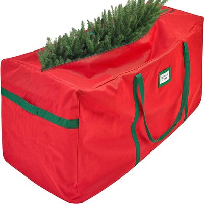 HOLDN STORAGE Christmas Tree Bag Heavy Duty 600D Oxford - Christmas Tree Bags Storage Fits Up To 9Ft, Extra Wide, Waterproof Storage Bags with Reinforced Handles & Zipper - Red