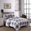 Addison Home 5-Piece Buffalo Plaid Queen Comforter Set Bed in a Bag, Lightweight Ultra-Soft Microfiber, Reversible Comfortable Bedding Set, Hypoallergenic Bedspread, Queen, Gray and White view 1