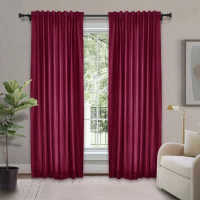 Frelement Velvet Curtains with Blackout Lining 72" W x 84" L Indoor Heat Insulated Soft Luxury Back Tab/Rod Pocket 2 in 1 Heading Drapes for Theater, Living Room, Kid Room, Burgundy Red, 1 Panel