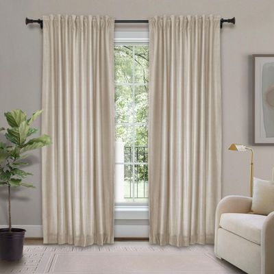 Frelement Velvet Curtains with Blackout Lining 72" W x 84" L Indoor Heat Insulated Soft Luxury Back Tab/Rod Pocket 2 in 1 Heading Drapes for Theater, Living Room, Kid Room, Cashmere, 1 Panel