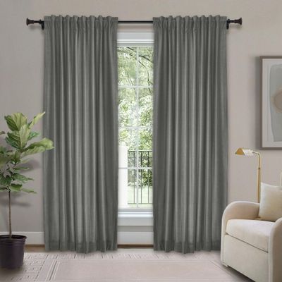 Frelement Velvet Curtains with Blackout Lining 72" W x 84" L Indoor Heat Insulated Soft Luxury Back Tab/Rod Pocket 2 in 1 Heading Drapes for Theater, Living Room, Kid Room, Grey, 1 Panel