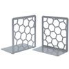 Gray Geometric Honeycomb Metal Bookends - Book Ends for Shelves - Decorative Modern Heavy Duty Bookend Stopper - Book Ends for Heavy Books - Home Office Book Holder - 1 Pair, 6x3.25x6.25 in view 1