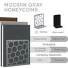 Gray Geometric Honeycomb Metal Bookends - Book Ends for Shelves - Decorative Modern Heavy Duty Bookend Stopper - Book Ends for Heavy Books - Home Office Book Holder - 1 Pair, 6x3.25x6.25 in view 2