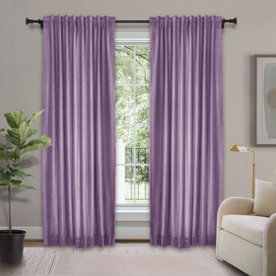Frelement Velvet Curtains with Blackout Lining 72" W x 84" L Indoor Heat Insulated Soft Luxury Back Tab/Rod Pocket 2 in 1 Heading Drapes for Theater, Living Room, Kid Room, Voilet, 1 Panel