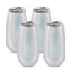 4 Pack Stemless Double Insulated Champagne Flute Tumbler with Lid, 6 Oz Unbreakable Reusable Cocktail Champagne Toasting Glasses, Great Gift for Friends Family Christmas Birthday, Glitter White view 1