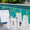 4 Pack Stemless Double Insulated Champagne Flute Tumbler with Lid, 6 Oz Unbreakable Reusable Cocktail Champagne Toasting Glasses, Great Gift for Friends Family Christmas Birthday, Glitter White view 2