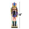 Nutcracker Ballet Gifts King Nutcracker Christmas Ornaments, Wooden Figure Decoration for Holiday, Xmas Home Decor, Striped Purple and Coral, 14 Inch view 2