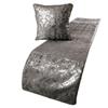The HomeCentric Silver Bed Runner, Twin Size 53"x18" Decorative Bed Runner with Matching Pillow Cover, Silver & Grey Velvet Bed Scarf in Foil Velvet Bead Border - Silver Glitterati view 1