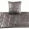 The HomeCentric Silver Bed Runner, Twin Size 53"x18" Decorative Bed Runner with Matching Pillow Cover, Silver & Grey Velvet Bed Scarf in Foil Velvet Bead Border - Silver Glitterati view 2