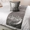 The HomeCentric Silver Bed Runner, Twin Size 53"x18" Decorative Bed Runner with Matching Pillow Cover, Silver & Grey Velvet Bed Scarf in Foil Velvet Bead Border - Silver Glitterati view 4