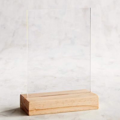 ACFENG Oak Wood Acrylic Sign Holders, 10PCS-2MM Thickness, 5" x 7", Table Number Stands & Menu Card Holders